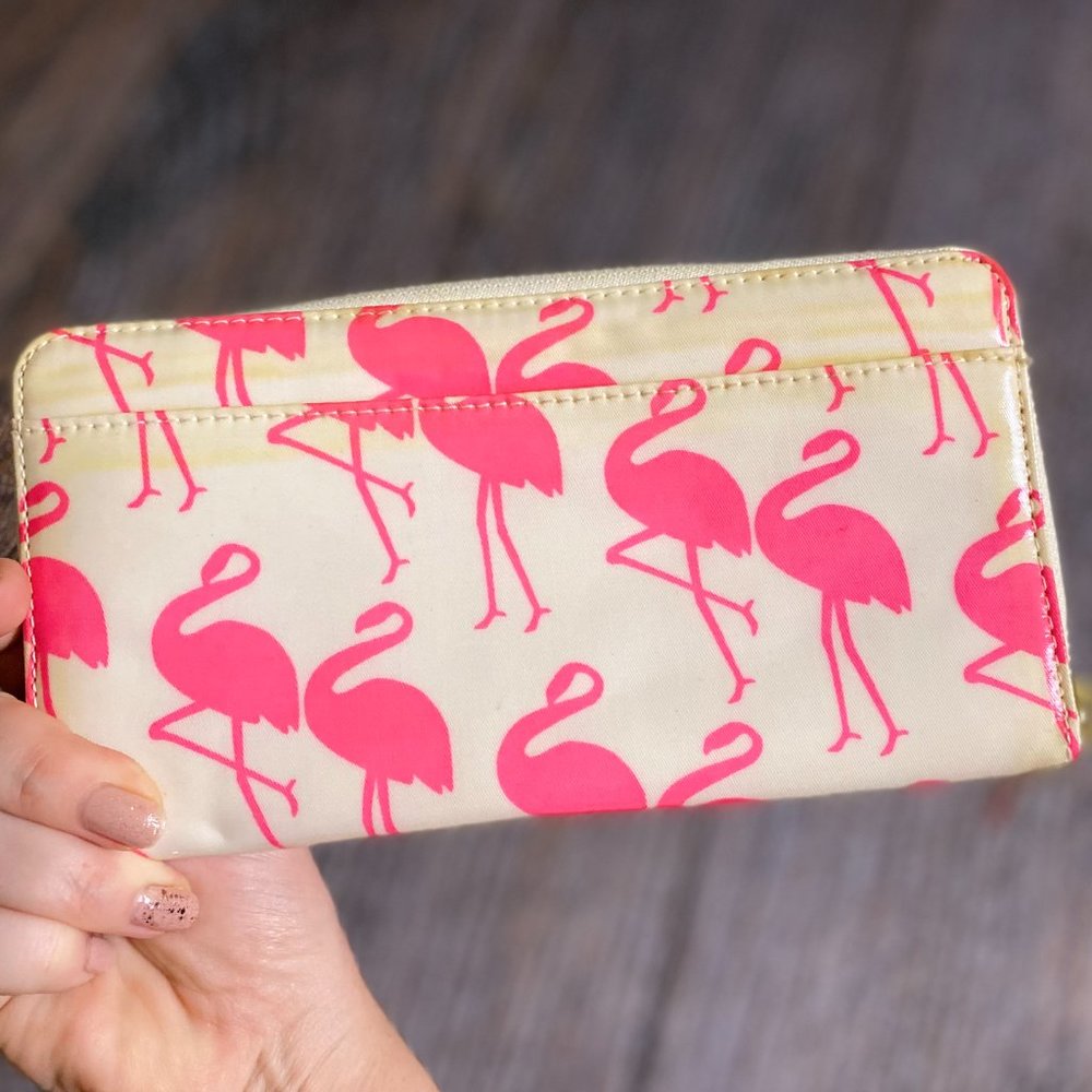 kate spade Pink Flamingo Print Zip Wallet - Picture 3 of 5
